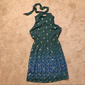 Anthropologie Sequin Sari Halter Dress